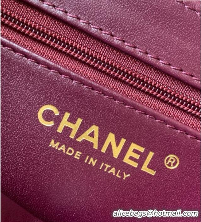 Top Quality Chanel Velvet Mini Kelly Shopping Bag AS4416 Dark Burgundy 2025