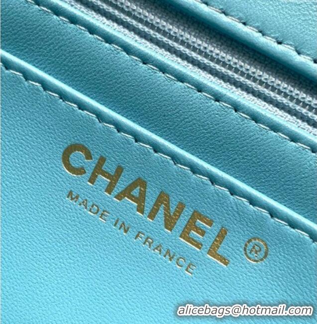 Best Quality Chanel Velvet Mini 2.55 Flap Handbag AS0874 Ice Blue 2025