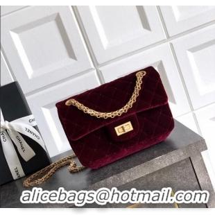 Modern Classic Chanel Velvet Mini 2.55 Flap Handbag AS0874 Burgundy 2025