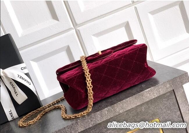 Modern Classic Chanel Velvet Mini 2.55 Flap Handbag AS0874 Burgundy 2025