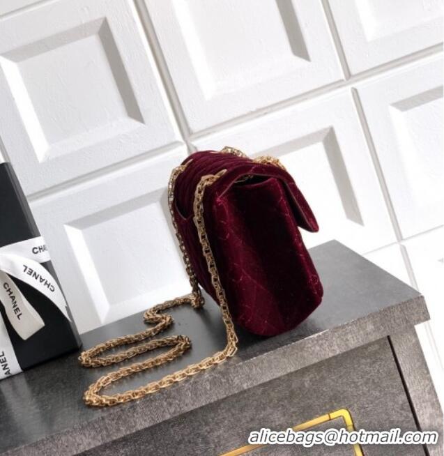 Modern Classic Chanel Velvet Mini 2.55 Flap Handbag AS0874 Burgundy 2025
