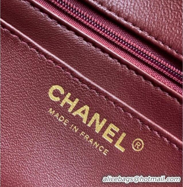 Modern Classic Chanel Velvet Mini 2.55 Flap Handbag AS0874 Burgundy 2025