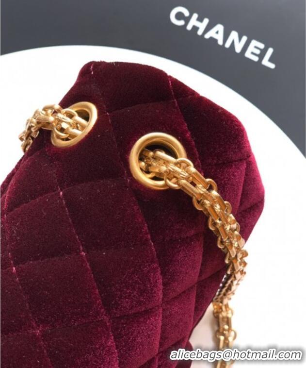 Modern Classic Chanel Velvet Mini 2.55 Flap Handbag AS0874 Burgundy 2025