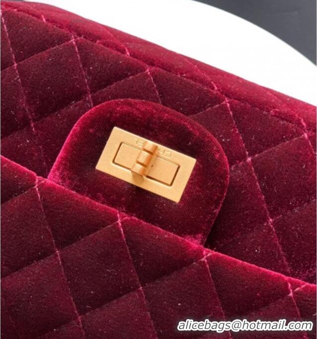 Modern Classic Chanel Velvet Mini 2.55 Flap Handbag AS0874 Burgundy 2025