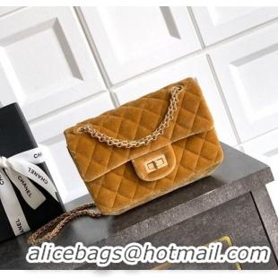 Buy Classic Chanel Velvet Mini 2.55 Flap Handbag AS0874 Clay Yellow 2025