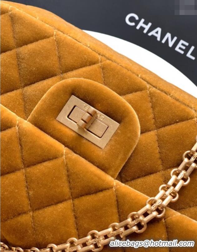 Buy Classic Chanel Velvet Mini 2.55 Flap Handbag AS0874 Clay Yellow 2025