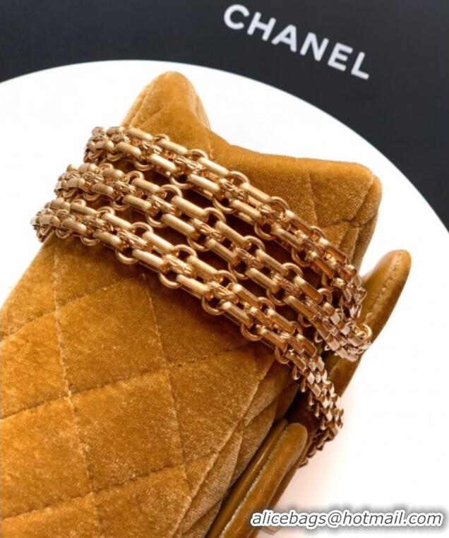 Buy Classic Chanel Velvet Mini 2.55 Flap Handbag AS0874 Clay Yellow 2025