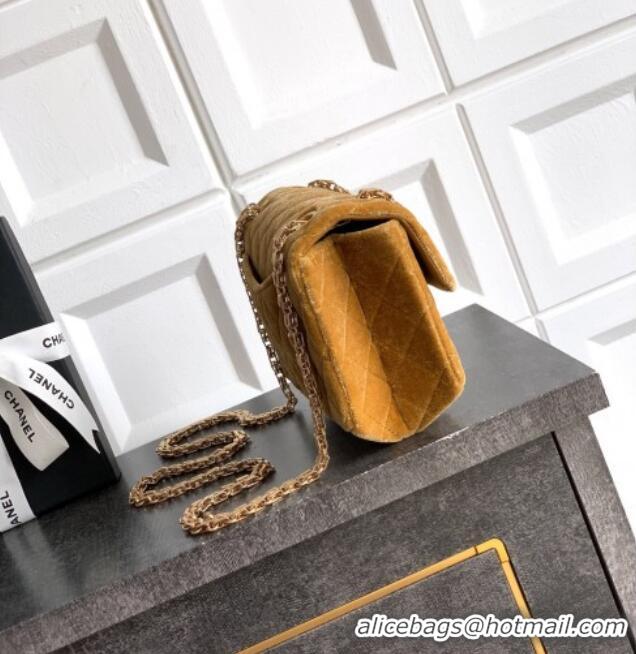 Buy Classic Chanel Velvet Mini 2.55 Flap Handbag AS0874 Clay Yellow 2025
