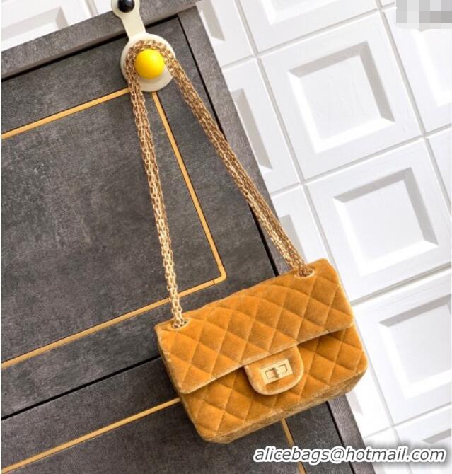 Buy Classic Chanel Velvet Mini 2.55 Flap Handbag AS0874 Clay Yellow 2025