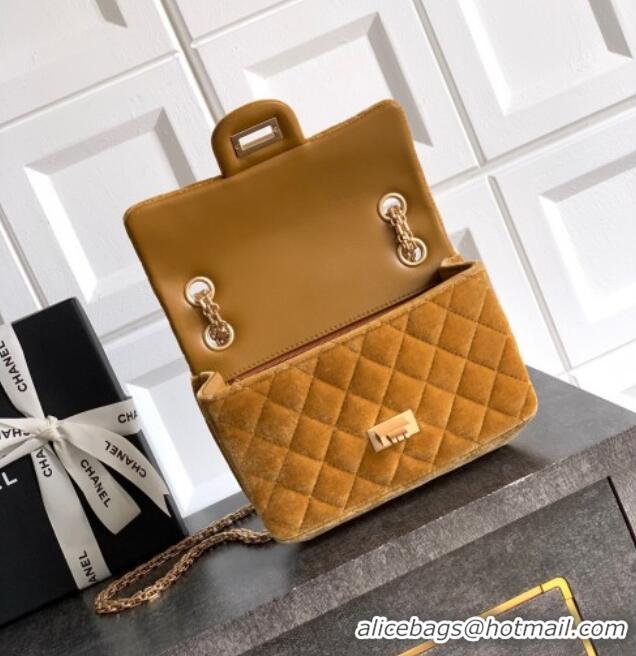 Buy Classic Chanel Velvet Mini 2.55 Flap Handbag AS0874 Clay Yellow 2025