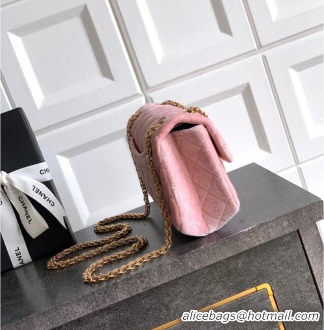 Top Quality Chanel Velvet Mini 2.55 Flap Handbag AS0874 Light Pink 2025