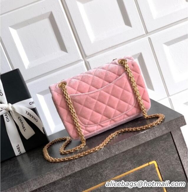 Top Quality Chanel Velvet Mini 2.55 Flap Handbag AS0874 Light Pink 2025