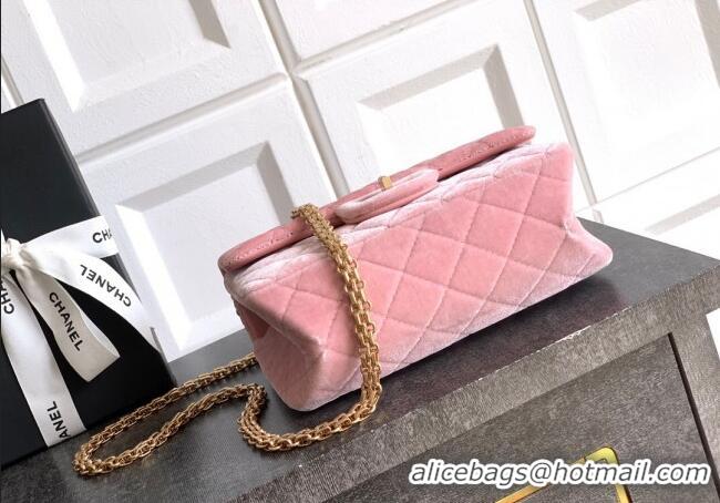 Top Quality Chanel Velvet Mini 2.55 Flap Handbag AS0874 Light Pink 2025