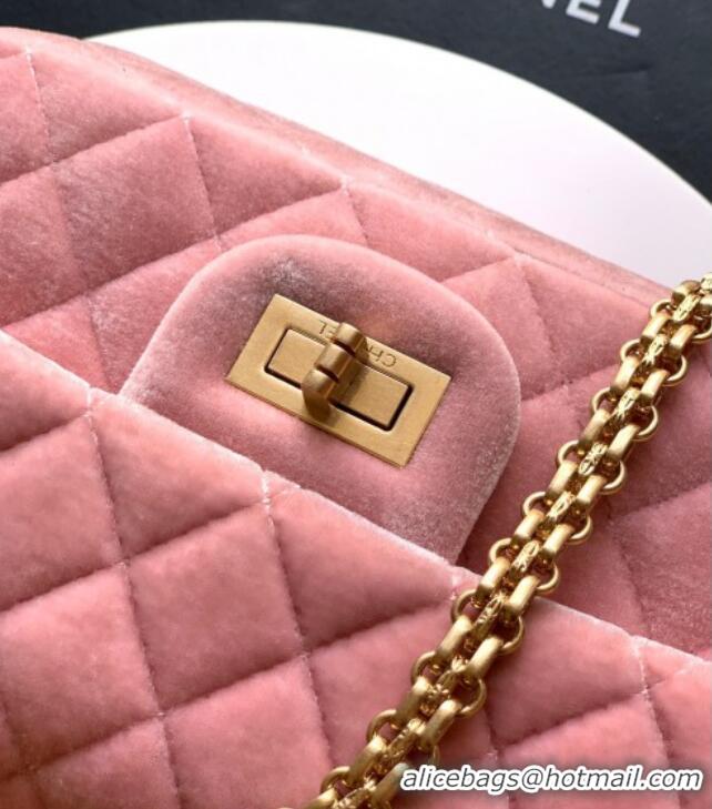 Top Quality Chanel Velvet Mini 2.55 Flap Handbag AS0874 Light Pink 2025