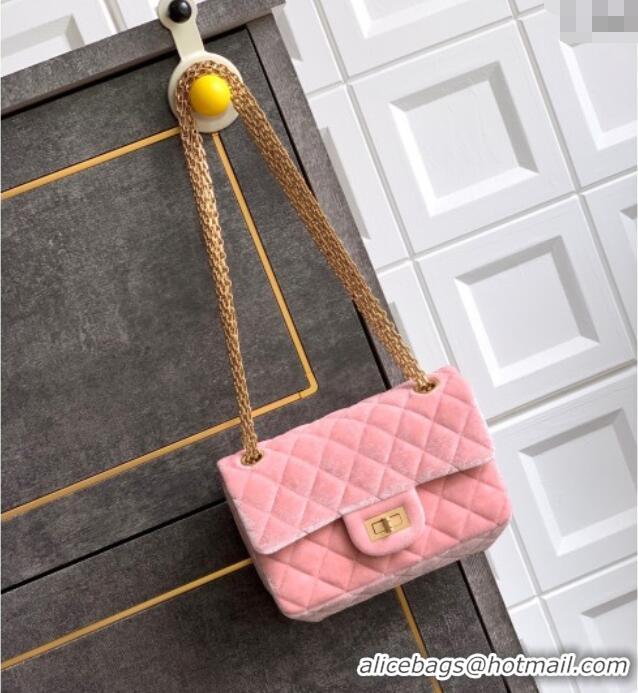 Top Quality Chanel Velvet Mini 2.55 Flap Handbag AS0874 Light Pink 2025