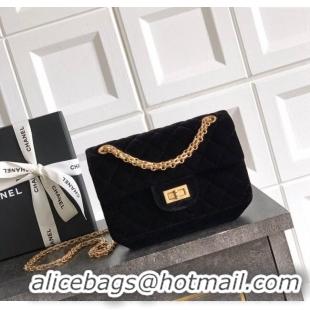 New Product Chanel Velvet Mini 2.55 Flap Handbag AS0874 Black 2025