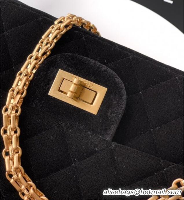 New Product Chanel Velvet Mini 2.55 Flap Handbag AS0874 Black 2025