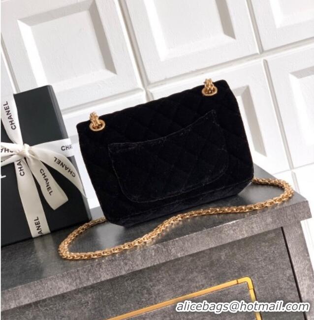 New Product Chanel Velvet Mini 2.55 Flap Handbag AS0874 Black 2025