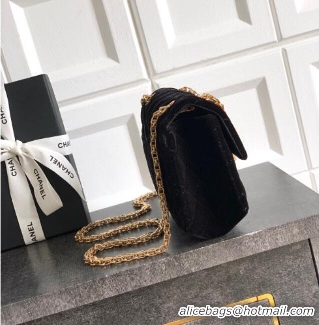New Product Chanel Velvet Mini 2.55 Flap Handbag AS0874 Black 2025