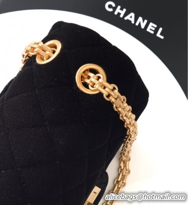 New Product Chanel Velvet Mini 2.55 Flap Handbag AS0874 Black 2025