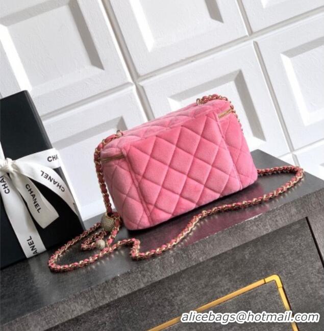 Buy Classic Chanel Velvet Vanity Case with Chain and Strass Ball CH101007 Pink 2025