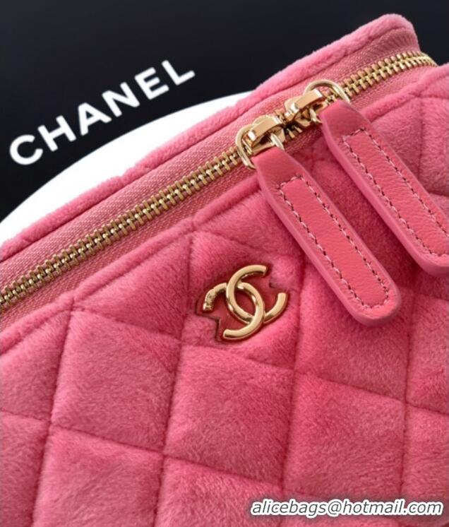 Buy Classic Chanel Velvet Vanity Case with Chain and Strass Ball CH101007 Pink 2025