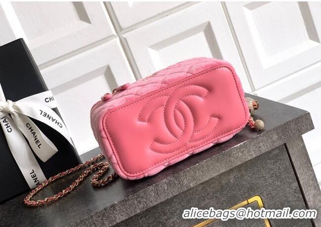 Buy Classic Chanel Velvet Vanity Case with Chain and Strass Ball CH101007 Pink 2025