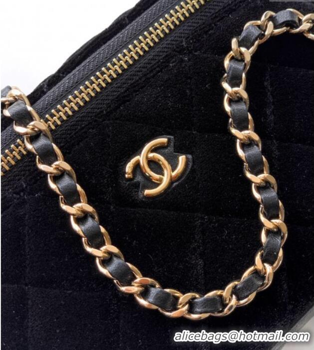 Buy Classic Chanel Velvet Vanity Case with Chain and Strass Ball CH101007 Black 2025