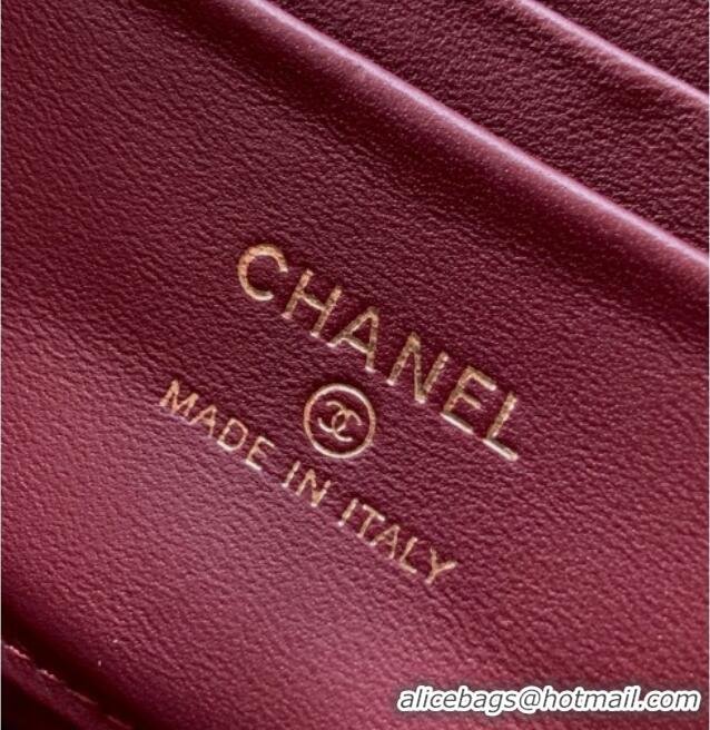 Inexpensive Chanel Velvet Vanity Case with Chain and Strass Ball CH101007 Red 2025
