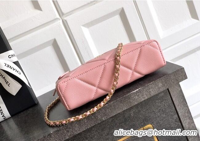 Classic Cheap Chanel Grained Shiny Calfskin Vanity Case with Chain and Top Handle AP4936 Cherry Pink 2025