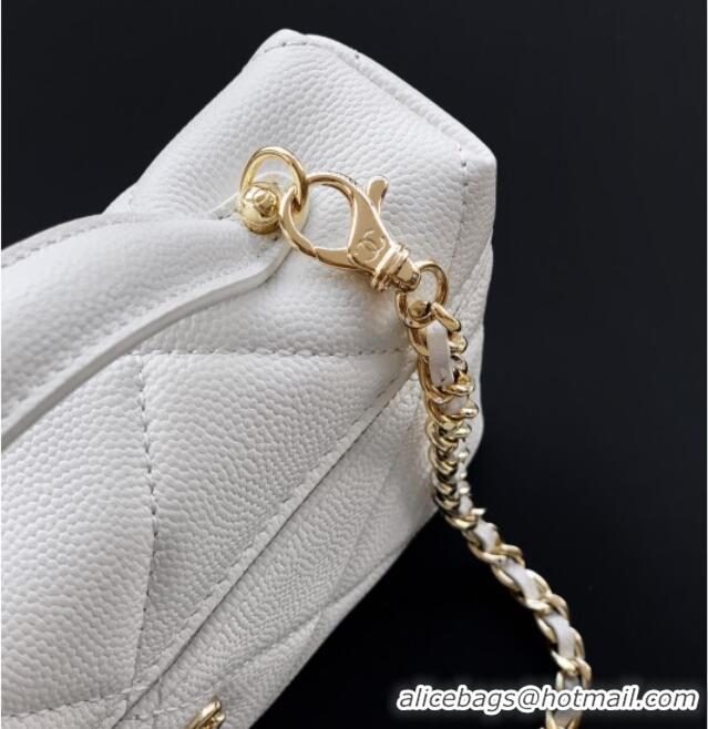 Buy Classic Chanel Grained Shiny Calfskin Vanity Case with Chain and Top Handle AP4936 White/Gold 2025