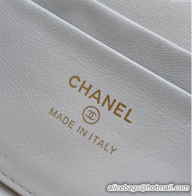 Buy Classic Chanel Grained Shiny Calfskin Vanity Case with Chain and Top Handle AP4936 White/Gold 2025