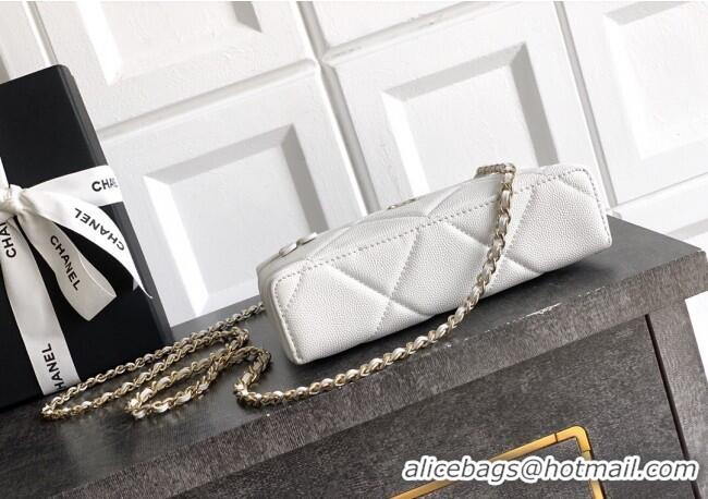 Buy Classic Chanel Grained Shiny Calfskin Vanity Case with Chain and Top Handle AP4936 White/Gold 2025
