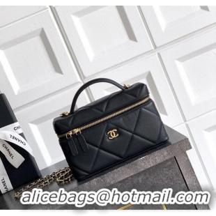 High Quality Chanel Grained Shiny Calfskin Vanity Case with Chain and Top Handle AP4936 Black/Gold 2025