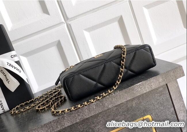 High Quality Chanel Grained Shiny Calfskin Vanity Case with Chain and Top Handle AP4936 Black/Gold 2025