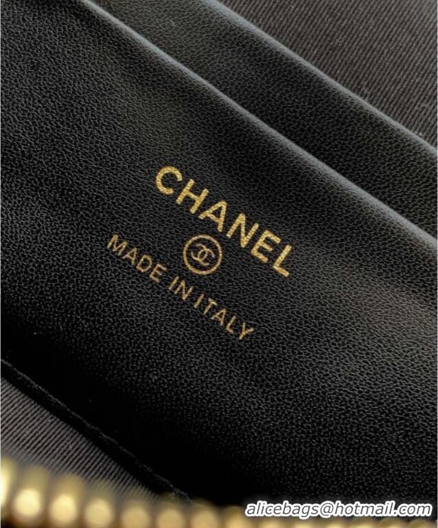 High Quality Chanel Grained Shiny Calfskin Vanity Case with Chain and Top Handle AP4936 Black/Gold 2025