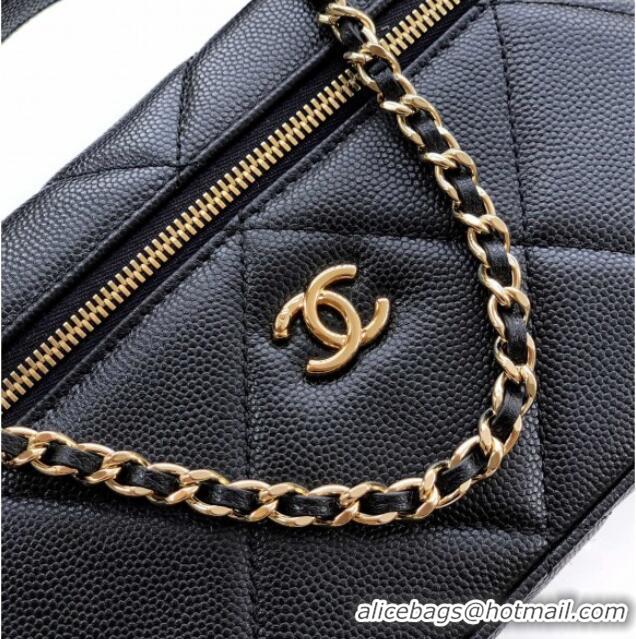 High Quality Chanel Grained Shiny Calfskin Vanity Case with Chain and Top Handle AP4936 Black/Gold 2025