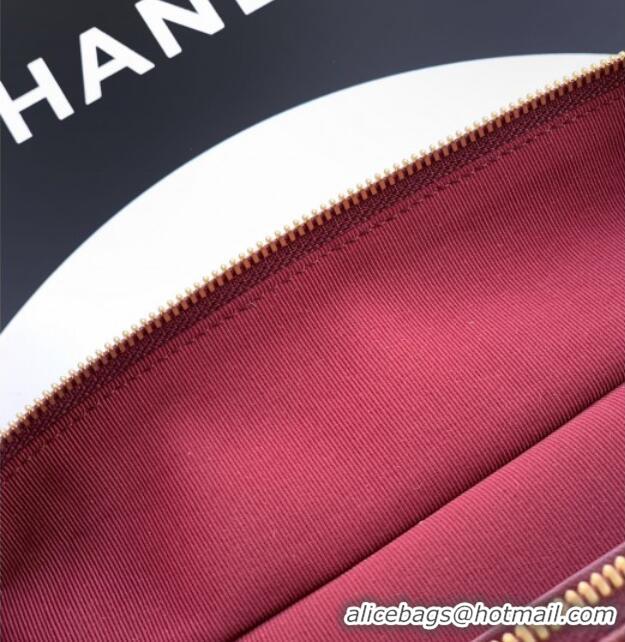 Classic Specials Chanel Grained Shiny Calfskin Vanity Case with Chain and Top Handle AP4936 Burgundy 2025