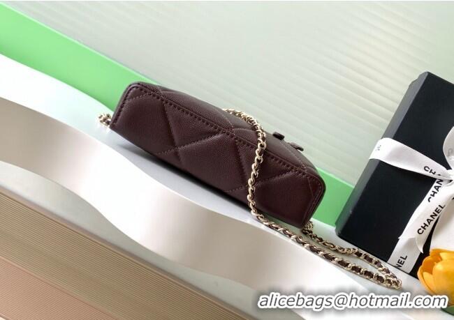 Newly Launched Chanel Grained Shiny Calfskin Vanity Case with Chain and Top Handle AP4936 Dark Brown/Gold 2025
