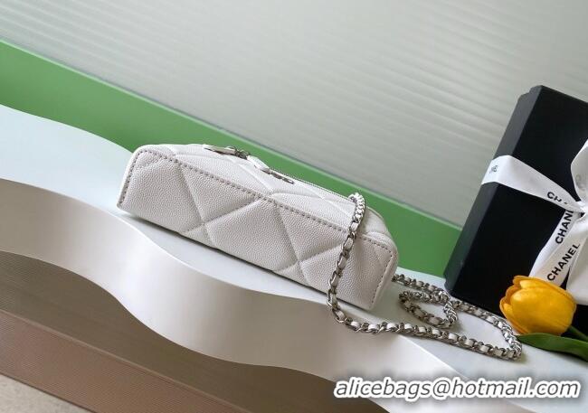 Buy Classic Chanel Grained Shiny Calfskin Vanity Case with Chain and Top Handle AP4936 White/Silver 2025