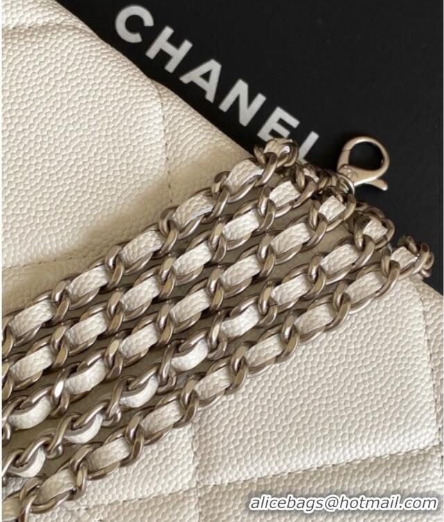 Buy Classic Chanel Grained Shiny Calfskin Vanity Case with Chain and Top Handle AP4936 White/Silver 2025