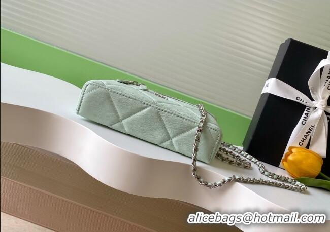 Inexpensive Chanel Grained Shiny Calfskin Vanity Case with Chain and Top Handle AP4936 Light Green/Silver 2025