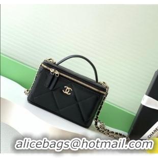 Most Popular Chanel Grained Shiny Calfskin Long Vanity with Chain and Top Handle AP4933 Black 2025