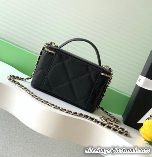 Most Popular Chanel Grained Shiny Calfskin Long Vanity with Chain and Top Handle AP4933 Black 2025