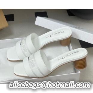 Top Design Dior Dway Heel Slides Sandal 4cm in Grained Calfskin Leather White 0822073