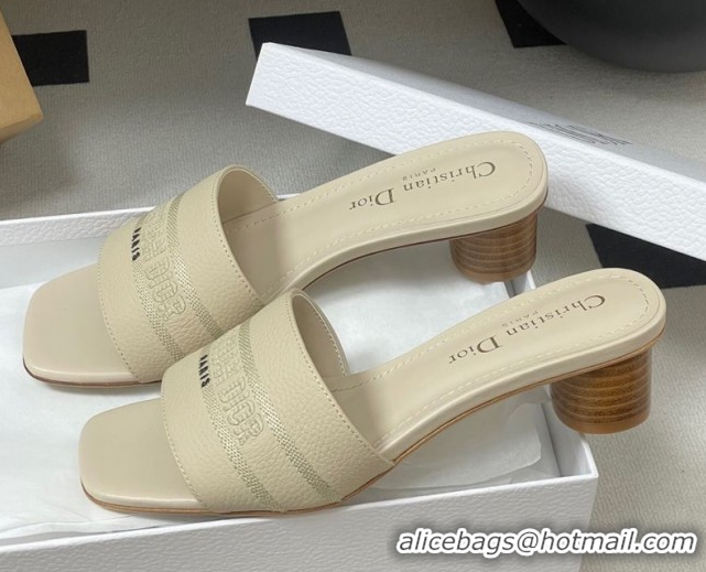 Best Product Dior Dway Heel Slides Sandal 4cm in Grained Calfskin Leather Light Blue 0822075