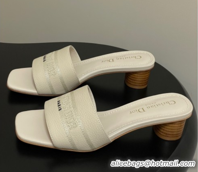 Best Product Dior Dway Heel Slides Sandal 4cm in Grained Calfskin Leather Light Blue 0822075