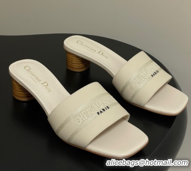 Best Product Dior Dway Heel Slides Sandal 4cm in Grained Calfskin Leather Light Blue 0822075