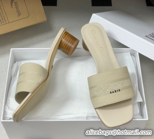 Best Product Dior Dway Heel Slides Sandal 4cm in Grained Calfskin Leather Light Blue 0822075