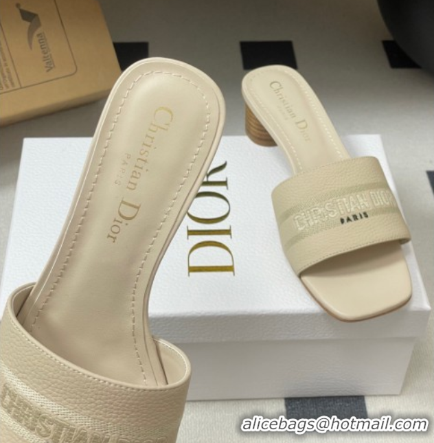 Best Product Dior Dway Heel Slides Sandal 4cm in Grained Calfskin Leather Light Blue 0822075